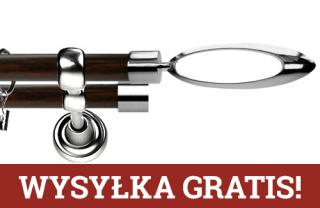Karnisz Metalowy Prestige podwójny 19/19mm Mirella INOX - wenge
