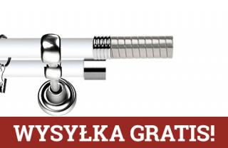 Karnisz Metalowy Prestige podwójny 19/19mm Optima INOX - biały