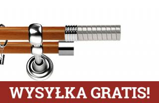 Karnisz Metalowy Prestige podwójny 19/19mm Optima INOX - calvados