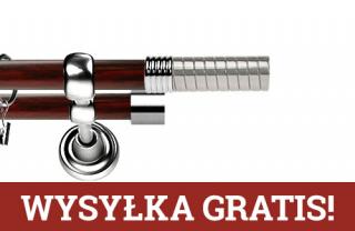 Karnisz Metalowy Prestige podwójny 19/19mm Optima INOX - mahoń