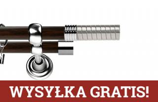 Karnisz Metalowy Prestige podwójny 19/19mm Optima INOX - wenge