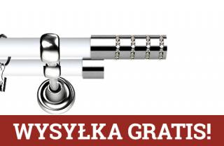 Karnisz Metalowy Prestige podwójny 19/19mm Rosetti Crystal INOX - biały