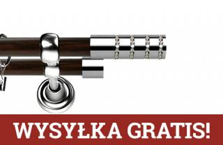 Karnisz Metalowy Prestige podwójny 19/19mm Rosetti Crystal INOX - wenge