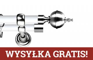 Karnisz Metalowy Prestige podwójny 19/19mm Roxy INOX - biały