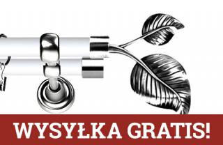 Karnisz Metalowy Prestige podwójny 19/19mm Sorento INOX - biały