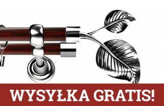 Karnisz Metalowy Prestige podwójny 19/19mm Sorento INOX - mahoń