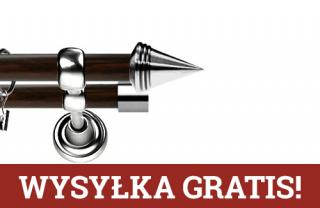 Karnisz Metalowy Prestige podwójny 19/19mm Stożek INOX - wenge