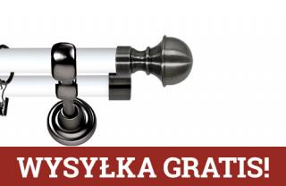 Karnisz Metalowy Prestige podwójny 25/19mm Bella Antracyt - biały