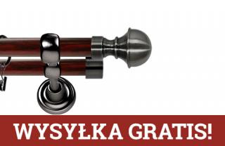 Karnisz Metalowy Prestige podwójny 25/19mm Bella Antracyt - mahoń