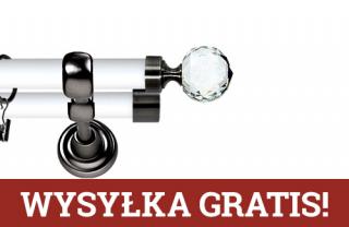 Karnisz Metalowy Prestige podwójny 25/19mm Beluna Crystal Antracyt - biały