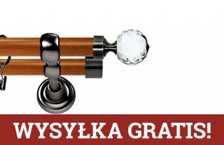 Karnisz Metalowy Prestige podwójny 25/19mm Beluna Crystal Antracyt - calvados