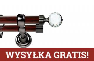 Karnisz Metalowy Prestige podwójny 25/19mm Beluna Crystal Antracyt - mahoń