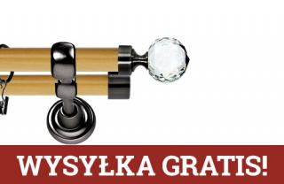 Karnisz Metalowy Prestige podwójny 25/19mm Beluna Crystal Antracyt - pinia