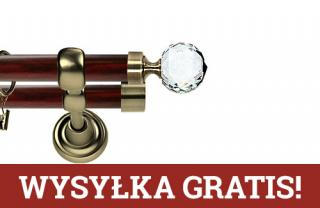 Karnisz Metalowy Prestige podwójny 25/19mm Beluna Crystal Antyk mosiądz - mahoń