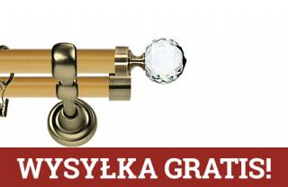 Karnisz Metalowy Prestige podwójny 25/19mm Beluna Crystal Antyk mosiądz - pinia