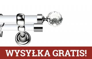 Karnisz Metalowy Prestige podwójny 25/19mm Beluna Crystal INOX - biały