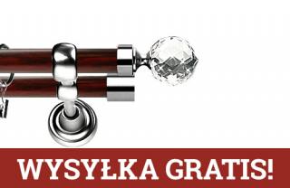 Karnisz Metalowy Prestige podwójny 25/19mm Beluna Crystal INOX - mahoń