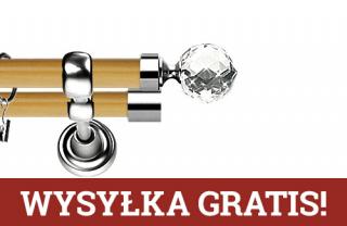 Karnisz Metalowy Prestige podwójny 25/19mm Beluna Crystal INOX - pinia