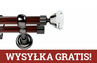 Karnisz Metalowy Prestige podwójny 25/19mm Clarex Crystal Antracyt - mahoń