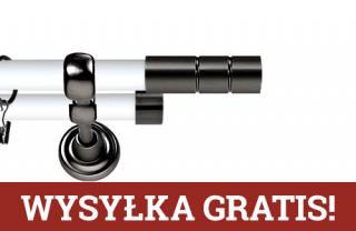 Karnisz Metalowy Prestige podwójny 25/19mm Cylinder Antracyt - biały