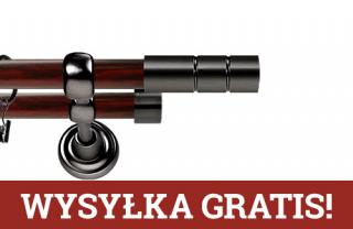 Karnisz Metalowy Prestige podwójny 25/19mm Cylinder Antracyt - mahoń