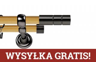 Karnisz Metalowy Prestige podwójny 25/19mm Cylinder Antracyt - pinia