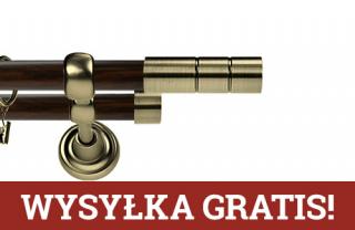 Karnisz Metalowy Prestige podwójny 25/19mm Cylinder Antyk mosiądz - wenge
