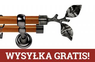 Karnisz Metalowy Prestige podwójny 25/19mm Gałązka Antracyt - calvados