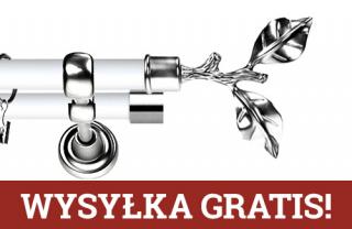 Karnisz Metalowy Prestige podwójny 25/19mm Gałązka INOX - biały