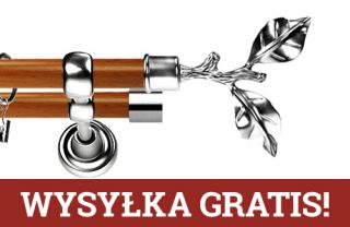 Karnisz Metalowy Prestige podwójny 25/19mm Gałązka INOX - calvados