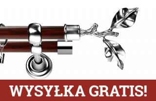 Karnisz Metalowy Prestige podwójny 25/19mm Gałązka INOX - mahoń