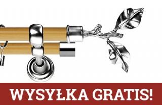 Karnisz Metalowy Prestige podwójny 25/19mm Gałązka INOX - pinia