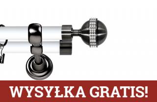 Karnisz Metalowy Prestige podwójny 25/19mm Globi Crystal Antracyt - biały