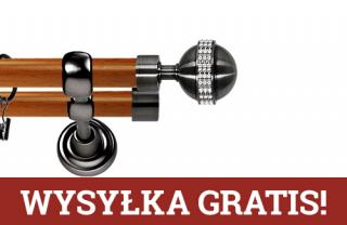 Karnisz Metalowy Prestige podwójny 25/19mm Globi Crystal Antracyt - calvados