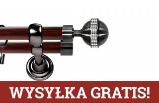 Karnisz Metalowy Prestige podwójny 25/19mm Globi Crystal Antracyt - mahoń