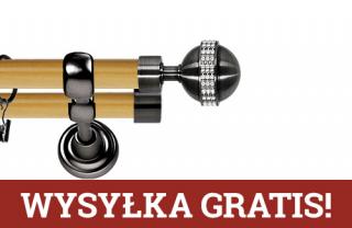 Karnisz Metalowy Prestige podwójny 25/19mm Globi Crystal Antracyt - pinia