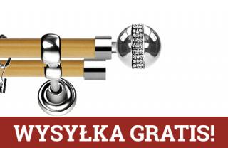 Karnisz Metalowy Prestige podwójny 25/19mm Globi Crystal INOX - pinia