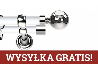 Karnisz Metalowy Prestige podwójny 25/19mm Kula INOX - biały