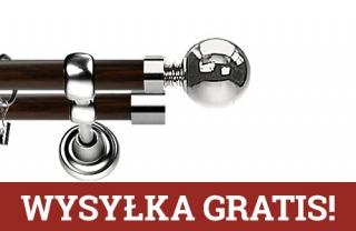 Karnisz Metalowy Prestige podwójny 25/19mm Kula INOX - wenge