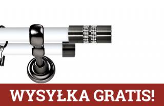 Karnisz Metalowy Prestige podwójny 25/19mm Lanso Crystal Antracyt - biały