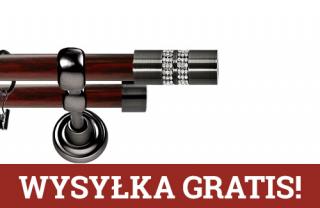 Karnisz Metalowy Prestige podwójny 25/19mm Lanso Crystal Antracyt - mahoń