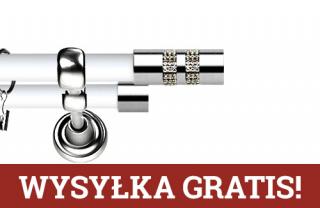 Karnisz Metalowy Prestige podwójny 25/19mm Lanso Crystal INOX - biały