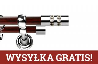 Karnisz Metalowy Prestige podwójny 25/19mm Lanso Crystal INOX - mahoń