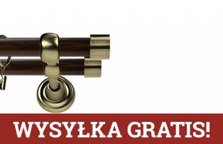 Karnisz Metalowy Prestige podwójny 25/19mm Luna Antyk mosiądz - wenge