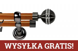 Karnisz Metalowy Prestige podwójny 25/19mm Melba Crystal Antracyt - calvados