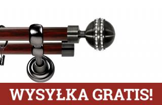 Karnisz Metalowy Prestige podwójny 25/19mm Melba Crystal Antracyt - mahoń