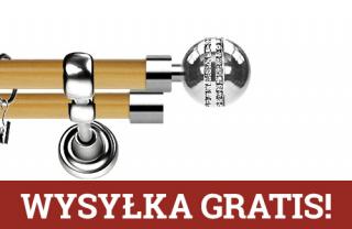 Karnisz Metalowy Prestige podwójny 25/19mm Melba Crystal INOX - pinia