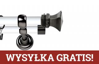 Karnisz Metalowy Prestige podwójny 25/19mm Orto Antracyt - biały