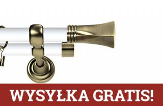 Karnisz Metalowy Prestige podwójny 25/19mm Porto Antyk mosiądz - biały