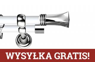 Karnisz Metalowy Prestige podwójny 25/19mm Porto INOX - biały